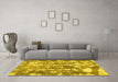 Machine Washable Abstract Yellow Contemporary Rug in a Living Room, wshcon770yw
