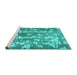 Sideview of Machine Washable Abstract Turquoise Contemporary Area Rugs, wshcon770turq