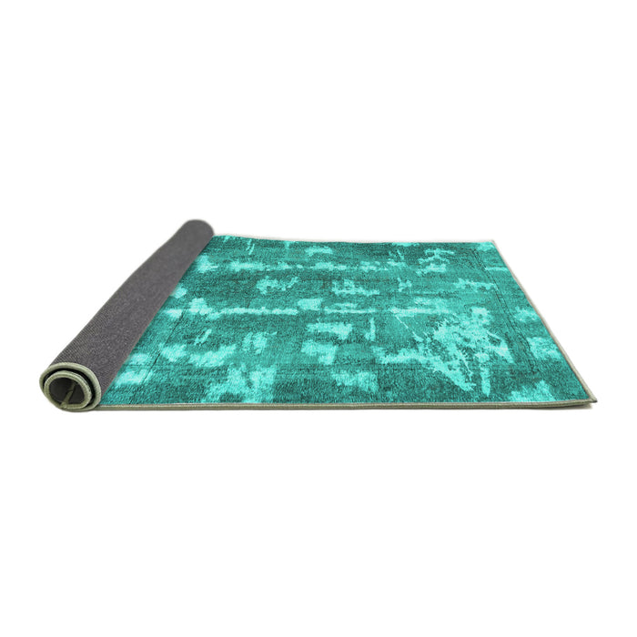 Sideview of Abstract Turquoise Contemporary Rug, con770turq