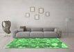 Machine Washable Abstract Emerald Green Contemporary Area Rugs in a Living Room,, wshcon770emgrn
