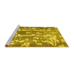 Sideview of Machine Washable Abstract Yellow Contemporary Rug, wshcon770yw