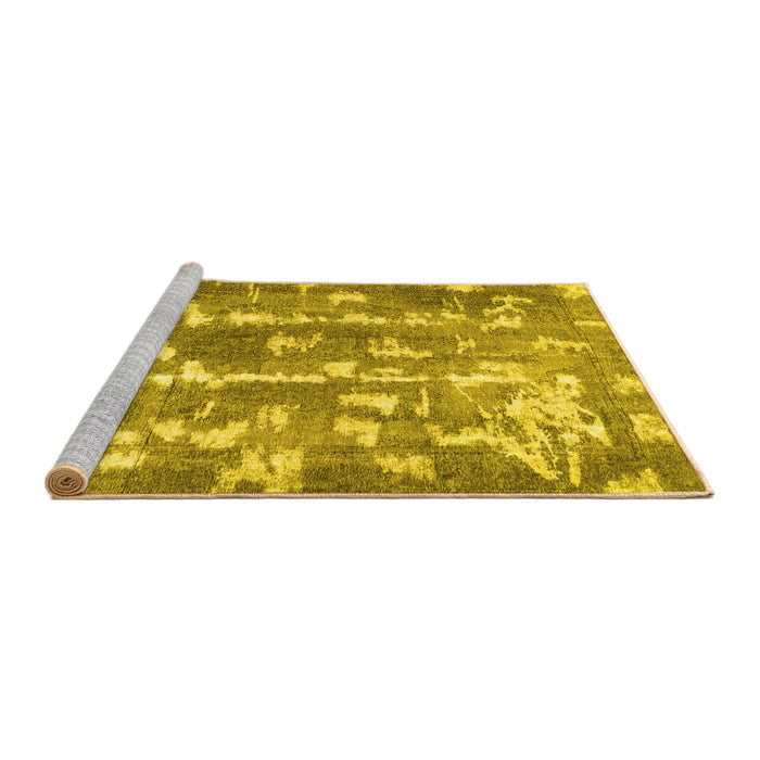 Sideview of Machine Washable Abstract Yellow Contemporary Rug, wshcon770yw