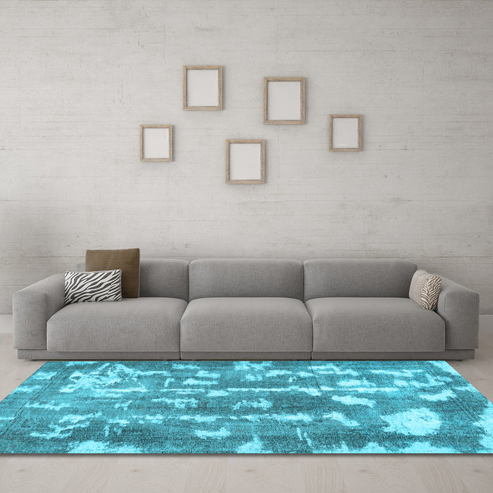 Machine Washable Abstract Light Blue Contemporary Rug in a Living Room, wshcon770lblu