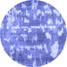 Round Abstract Blue Contemporary Rug, con770blu