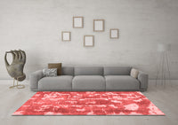 Machine Washable Abstract Red Contemporary Rug, wshcon770red