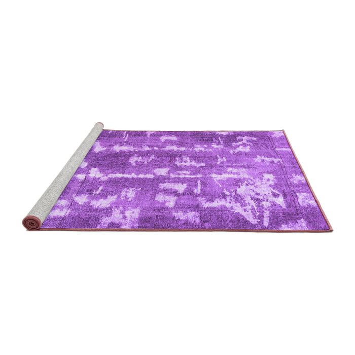 Sideview of Machine Washable Abstract Purple Contemporary Area Rugs, wshcon770pur