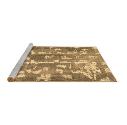 Sideview of Machine Washable Abstract Brown Contemporary Rug, wshcon770brn