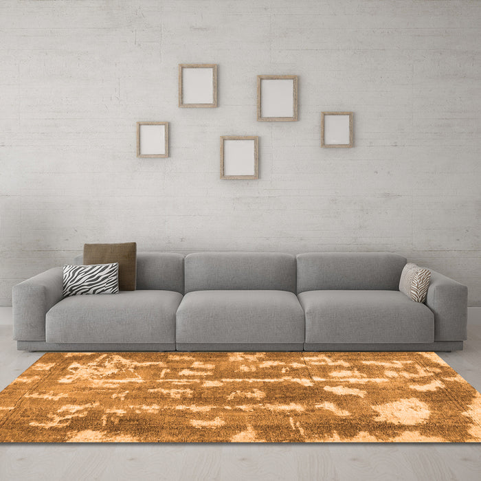 Machine Washable Abstract Orange Contemporary Area Rugs in a Living Room, wshcon770org