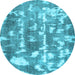 Round Abstract Light Blue Contemporary Rug, con770lblu