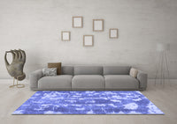 Machine Washable Abstract Blue Contemporary Rug, wshcon770blu