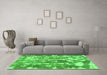 Machine Washable Abstract Green Contemporary Area Rugs in a Living Room,, wshcon770grn