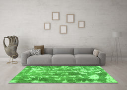 Machine Washable Abstract Green Contemporary Area Rugs in a Living Room,, wshcon770grn