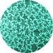 Round Machine Washable Abstract Turquoise Contemporary Area Rugs, wshcon771turq