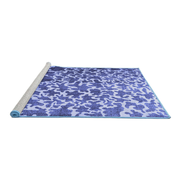 Sideview of Machine Washable Abstract Blue Contemporary Rug, wshcon771blu