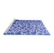 Sideview of Machine Washable Abstract Blue Contemporary Rug, wshcon771blu