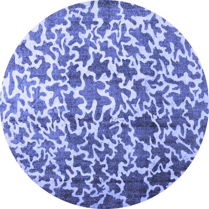 Round Machine Washable Abstract Blue Contemporary Rug, wshcon771blu