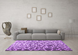 Machine Washable Abstract Purple Contemporary Area Rugs in a Living Room, wshcon771pur