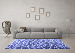Machine Washable Abstract Blue Contemporary Rug in a Living Room, wshcon771blu