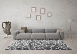 Machine Washable Abstract Gray Contemporary Rug in a Living Room,, wshcon771gry