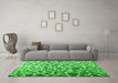 Machine Washable Abstract Green Contemporary Area Rugs in a Living Room,, wshcon771grn