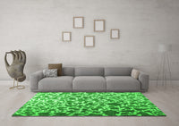 Machine Washable Abstract Green Contemporary Rug, wshcon771grn