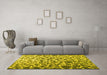 Machine Washable Abstract Yellow Contemporary Rug in a Living Room, wshcon771yw