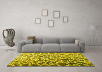 Machine Washable Abstract Yellow Contemporary Rug, wshcon771yw