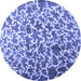 Round Abstract Blue Contemporary Rug, con771blu