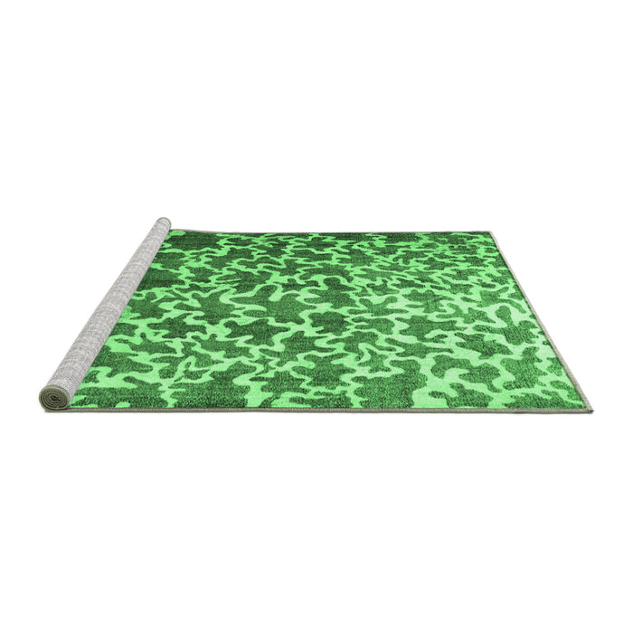 Sideview of Machine Washable Abstract Emerald Green Contemporary Area Rugs, wshcon771emgrn