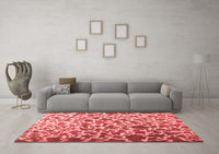 Machine Washable Abstract Red Contemporary Rug, wshcon771red