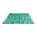 Sideview of Machine Washable Abstract Turquoise Contemporary Area Rugs, wshcon771turq