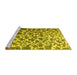 Sideview of Machine Washable Abstract Yellow Contemporary Rug, wshcon771yw