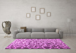 Machine Washable Abstract Pink Contemporary Rug in a Living Room, wshcon771pnk