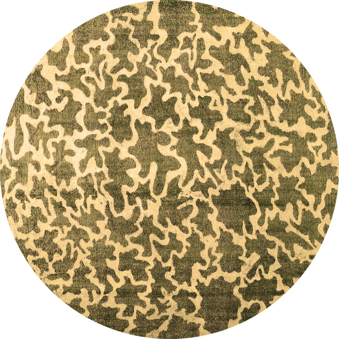 Round Abstract Brown Contemporary Rug, con771brn