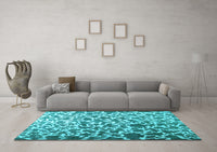 Machine Washable Abstract Light Blue Contemporary Rug, wshcon771lblu
