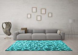 Machine Washable Abstract Light Blue Contemporary Rug in a Living Room, wshcon771lblu
