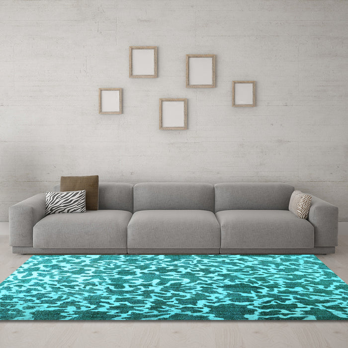 Machine Washable Abstract Light Blue Contemporary Rug in a Living Room, wshcon771lblu