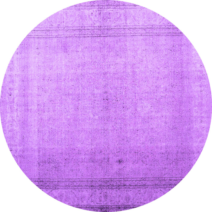 Round Machine Washable Abstract Purple Contemporary Area Rugs, wshcon772pur
