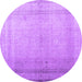 Round Machine Washable Abstract Purple Contemporary Area Rugs, wshcon772pur