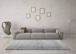 Machine Washable Abstract Gray Contemporary Rug in a Living Room,, wshcon772gry