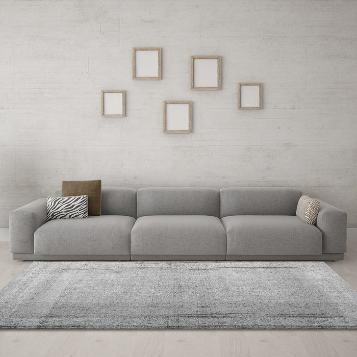 Machine Washable Abstract Gray Contemporary Rug in a Living Room,, wshcon772gry