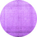 Round Abstract Purple Contemporary Rug, con772pur