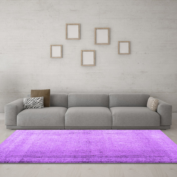 Machine Washable Abstract Purple Contemporary Area Rugs in a Living Room, wshcon772pur