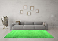 Machine Washable Abstract Green Contemporary Rug, wshcon772grn