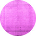 Round Abstract Pink Contemporary Rug, con772pnk