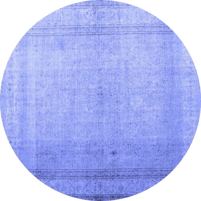 Round Machine Washable Abstract Blue Contemporary Rug, wshcon772blu