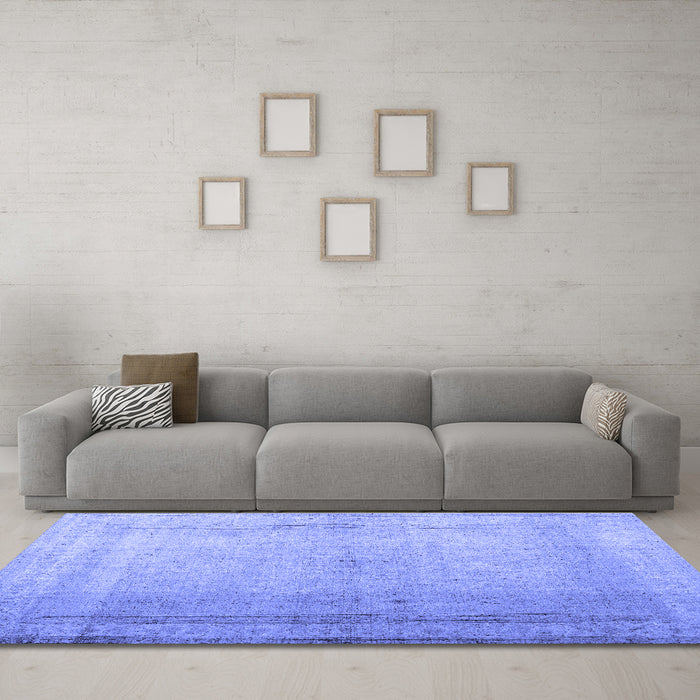 Machine Washable Abstract Blue Contemporary Rug in a Living Room, wshcon772blu