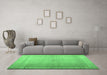 Machine Washable Abstract Emerald Green Contemporary Area Rugs in a Living Room,, wshcon772emgrn