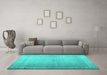 Machine Washable Abstract Turquoise Contemporary Area Rugs in a Living Room,, wshcon772turq