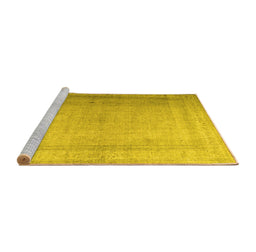 Sideview of Machine Washable Abstract Yellow Contemporary Rug, wshcon772yw